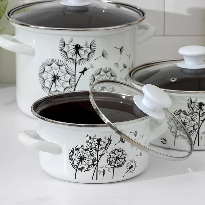 Набор кастрюль &laquo;Адажио-5-1 Люкс&raquo;, 3 предмета: 1,9 л, 2,5 л, 5 л, крышки, индукция