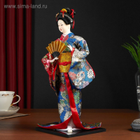 Кукла коллекционная "Гейша в шелковом кимоно с веером" 40 см
