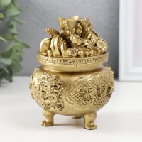 Нэцкэ полистоун под бронзу "Чаша богатства с драконом" 9х9х11 см Нэцкэ полистоун под бронзу "Чаша богатства с драконом" 9х9х11 см