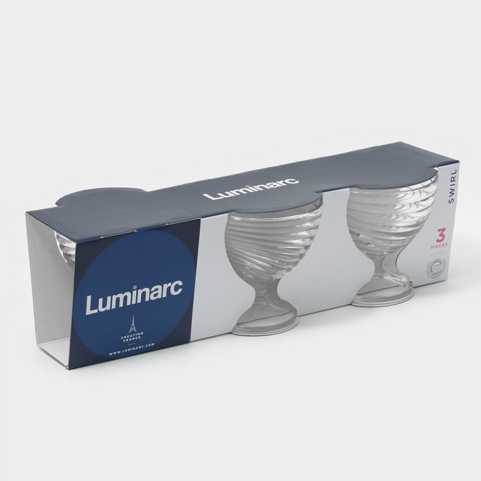 Набор стеклянных креманок для мороженого &laquo;Свирл&raquo;, 300 мл, 3 шт