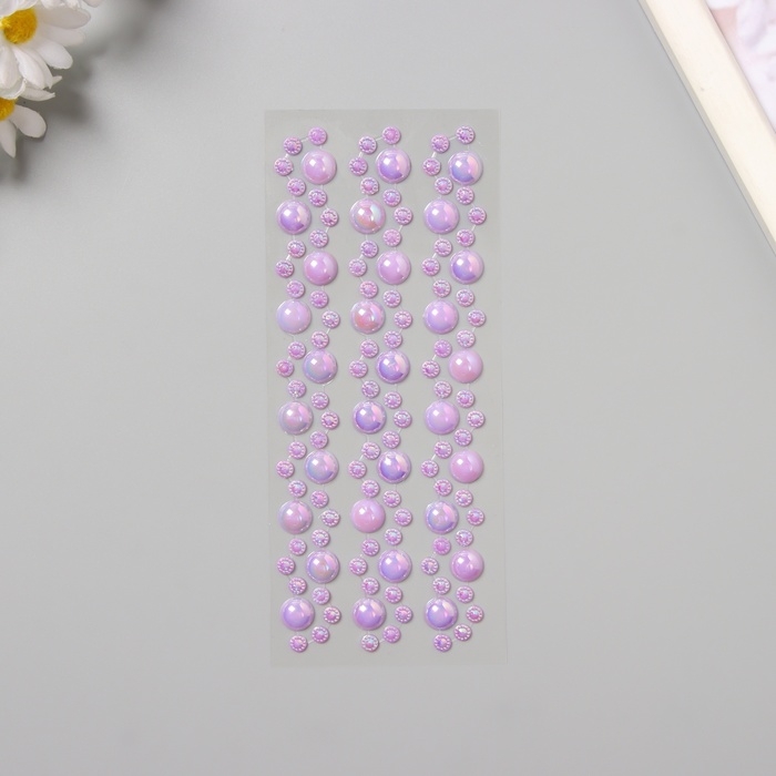 Наклейка пластик стразы "Изгибы - жемчужинки"  21,5х7 см