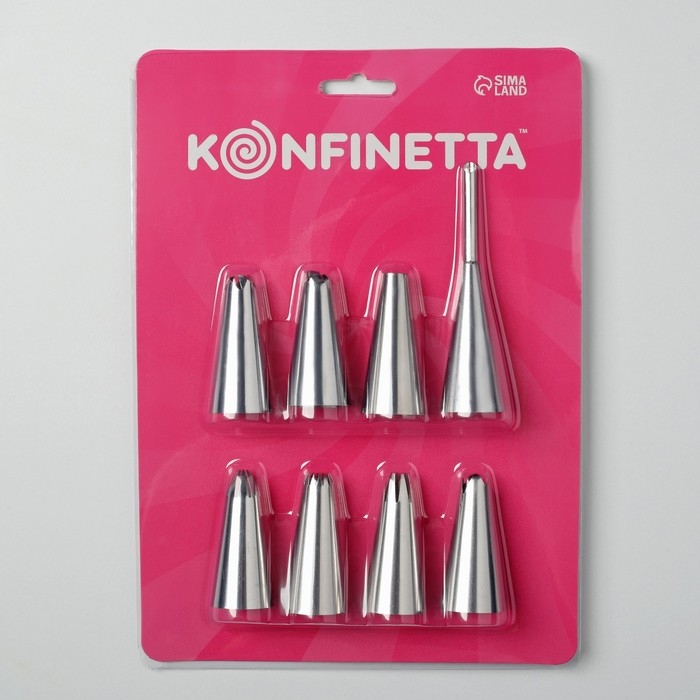 Набор насадок кондитерских KONFINETTA, 2,5×5,3 см (для начинки - 9×2,5 см), 8 шт Набор насадок кондитерских KONFINETTA, 2,5×5,3 см (для начинки - 9×2,5 см), 8 шт