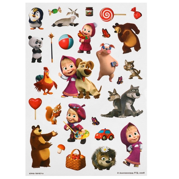 Игра развивающая на липучках "Изучаем цвета", Маша и медведь