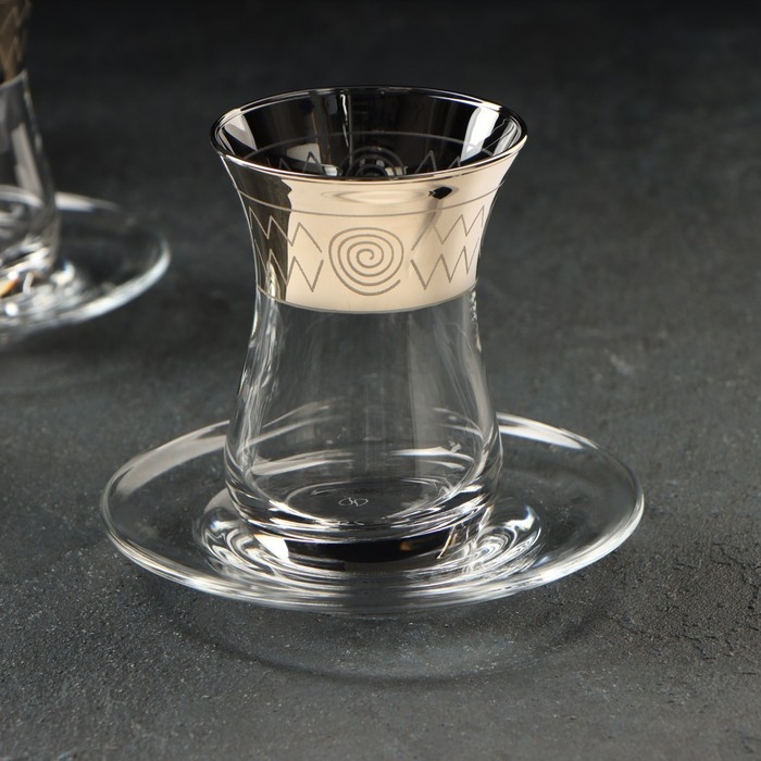 Сервиз чайный &laquo;Египет&raquo;, 12 предметов: стакан чайный 160 мл, 6шт, блюдце, 6шт, с золотым напылением