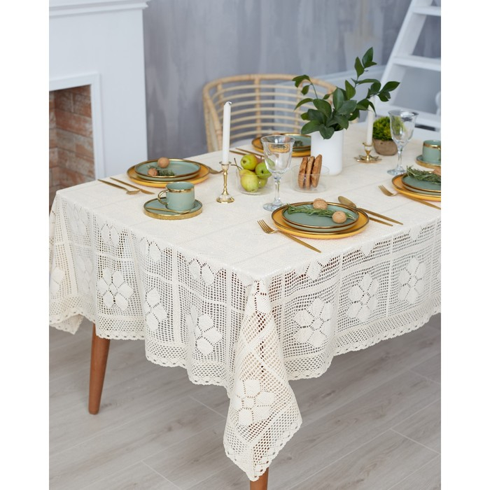 Скатерть Этель "Ажур" 130х180&plusmn;5 см, 100% п/э