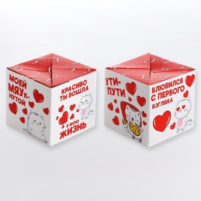 Бум-открытка &laquo;Влюблённый кот&raquo;, сердечки , 12 х 18.5 см