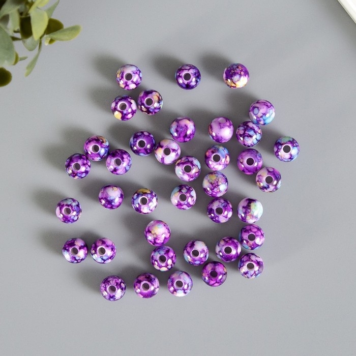 Бусины для творчества пластик "Шарики шамот фиолет" набор 20 гр d=1 см
