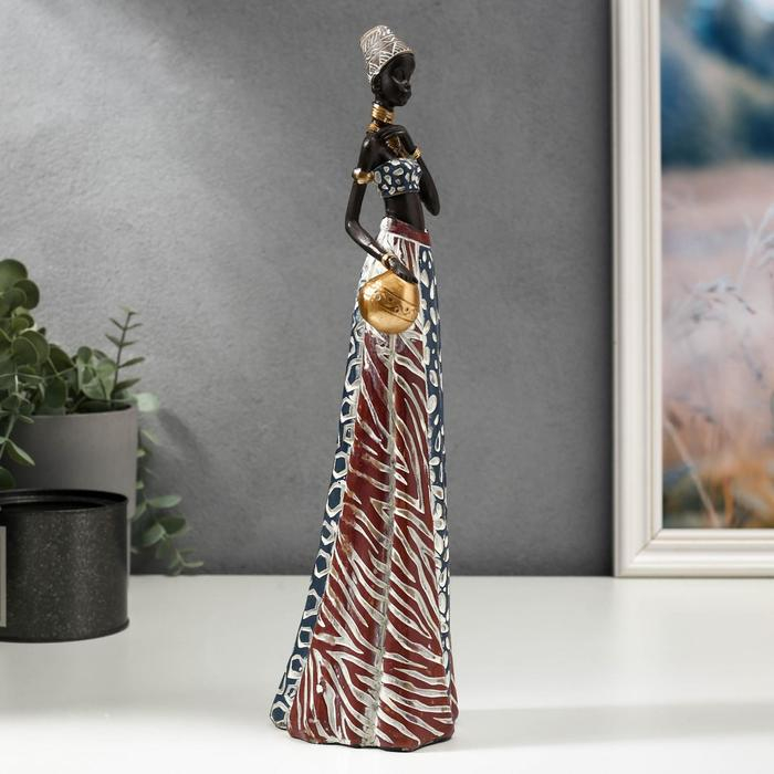Сувенир полистоун "Африканка с кувшином в наряде под зебру" 33х9х8 см