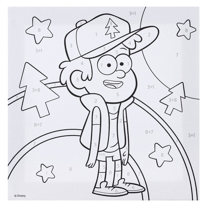 Картина по номерам для детей "Диппер" 15х15 см, Гравити Фолз