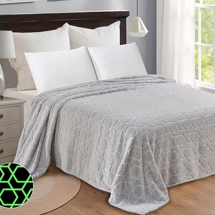 Плед светящийся 180х200 см &laquo;Абстракция&raquo;, велсофт 260г/м