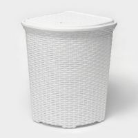 Корзина для белья угловая с крышкой &laquo;Ротанг&raquo;, 60 л, 40&times;40&times;58 см, цвет белый