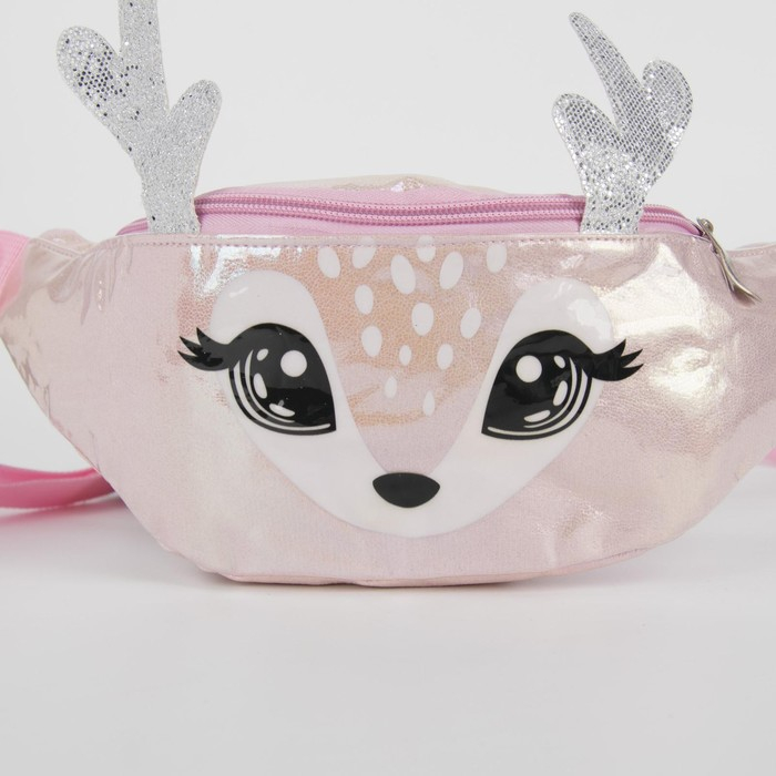 Сумка детская для девочки поясная Сумка детская для девочки поясная "Оленёнок", на молнии, цвет розовый