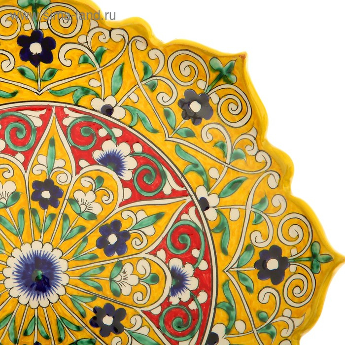 Ляган Риштанская Керамика Ляган Риштанская Керамика "Цветы", 31 см, жёлтый микс, рифлённый