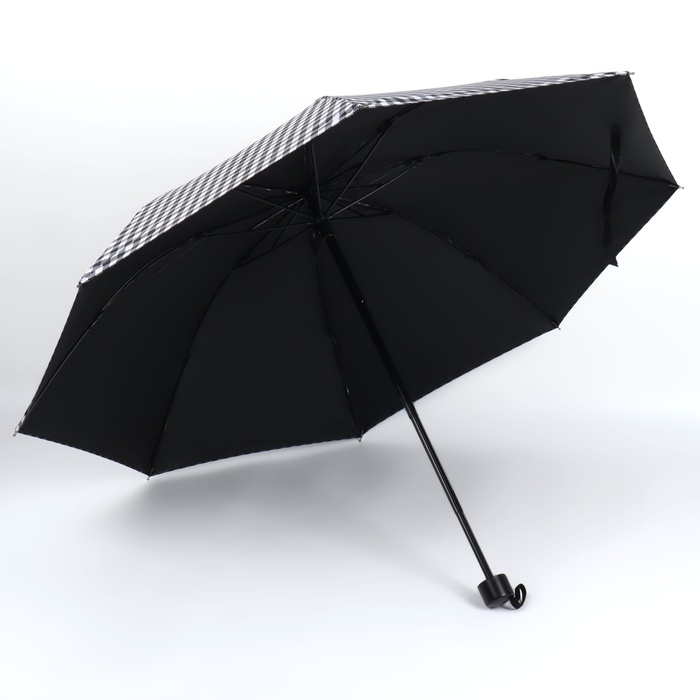 Зонт механический &laquo;Мелкая клетка&raquo;, эпонж, 4 сложения, 8 спиц, R = 47/55 см, D = 110 см, цвет МИКС