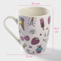 Кружка фарфоровая Доляна &laquo;Сладости&raquo;, 350 мл