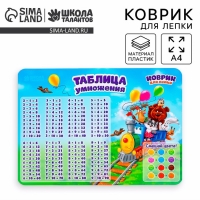 Коврик для лепки &laquo;Таблица умножения&raquo;, формат A4
