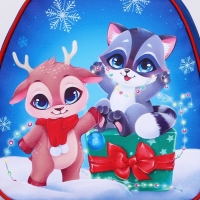 Новогодний детский рюкзак &laquo;Оленёнок и енотик&raquo;, 23х20,5 см