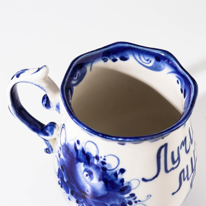 Кружка Кружка "Утро. Лучший муж", гжель, фарфор, 11х12 см