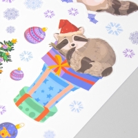 Наклейка интерьерная цветная "Енотики и Новый год" 30х40 см