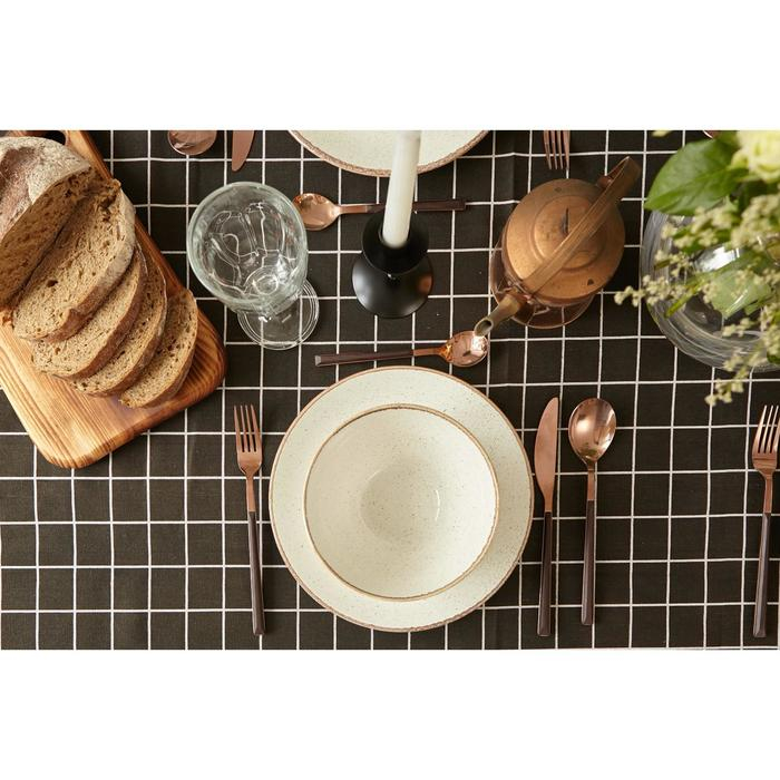 Скатерть Доляна "Клетка"цв.черный 145х200&plusmn;3см,100%пэ, рогожка 130 гр/м