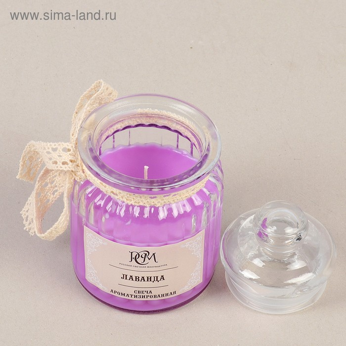 Свеча в банке ароматизированная "Лаванда" 180гр, время горения 45ч