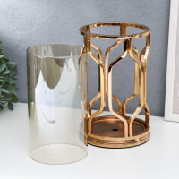 Подсвечник металл,  на 1 свечу "Соты" золото 12,5х12,5х20 см