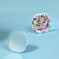 Зеркало карманное &laquo;Узор&raquo;, с подставкой, 8 &times; 8 см, цвет фиолетовый