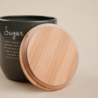 Банка для сахара SL Home, 12×12 см, цвет серый, с бамбуковой крышкой Банка для сахара SL Home, 12×12 см, цвет серый, с бамбуковой крышкой