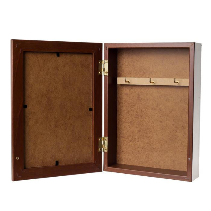 Ключница "Розовые пионы" орех 15х21 см