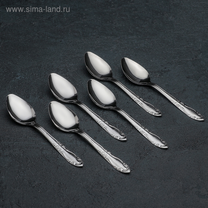 Набор чайных ложек «Общепит», толщина 0,7 мм, 6 шт, цвет серебряный Набор чайных ложек «Общепит», толщина 0,7 мм, 6 шт, цвет серебряный