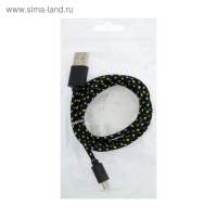 Кабель Defender USB08-03T, USB - microUSB, 1 м, тканевая оплётка, чёрный Кабель Defender USB08-03T, USB - microUSB, 1 м, тканевая оплётка, чёрный