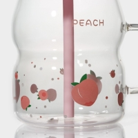 Кружка стеклянная с силиконовой крышкой и трубочкой &laquo;Фрутис&raquo;, 400 мл, цвет МИКС