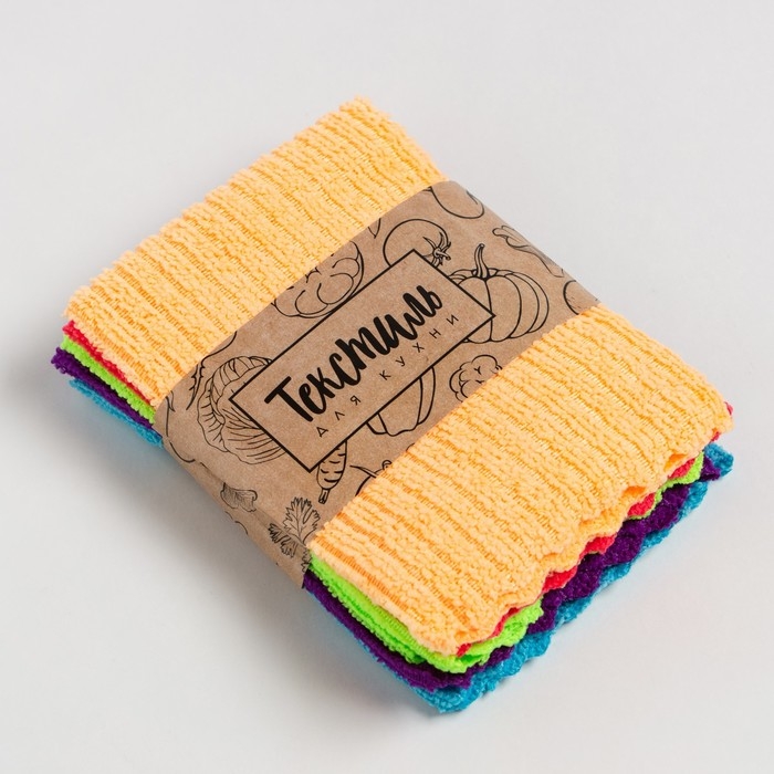 Набор салфеток Доляна "Яркость" 30х30 см, 5 шт. микрофибра, 100% п/э