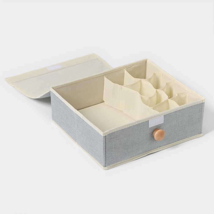 Органайзер для хранения белья LaDо́m «Франческа», 9 ячеек, с крышкой, 35×30×12 см, цвет серо-голубой Органайзер для хранения белья LaDо́m «Франческа», 9 ячеек, с крышкой, 35×30×12 см, цвет серо-голубой