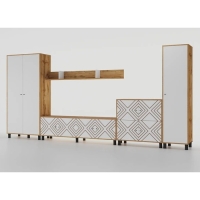 Тумба для ТВ HYGGE Ромб1844х451х530, цвет дуб / белый Тумба для ТВ HYGGE Ромб1844х451х530, цвет дуб / белый