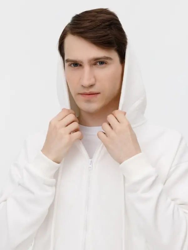 Толстовка унисекс оверсайз на молнии Zippy Terry, белая, размер XS/S