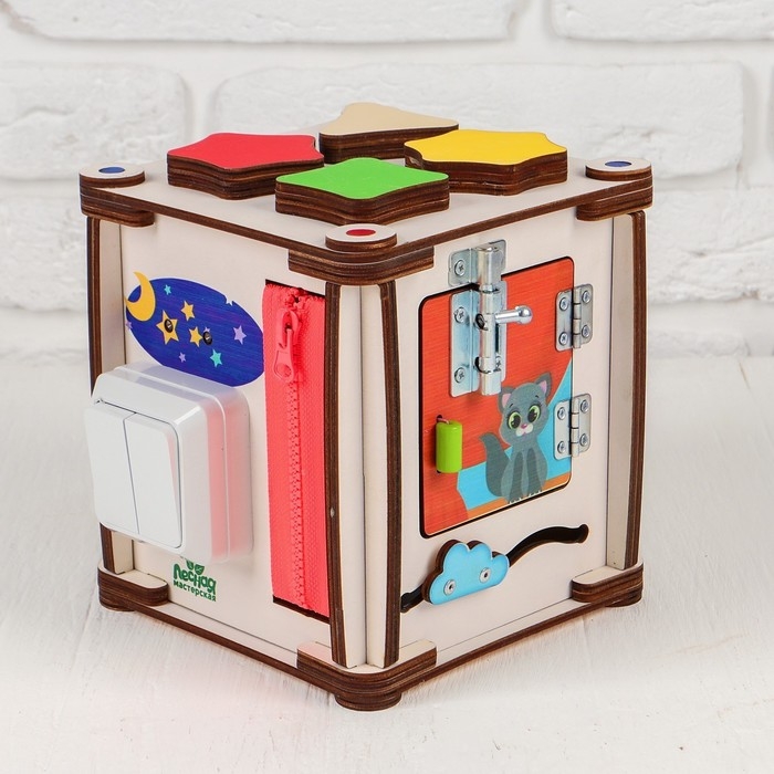 Бизикуб &laquo;Мир вокруг&raquo; со светом, фанера 3-4 мм