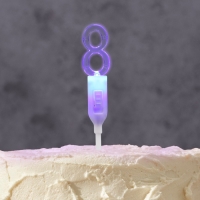 Светодиодная свеча "Цифра 8", 14.5 см, от батареек LR1130х3 (в комплекте), свечение мульти (RGB) Светодиодная свеча "Цифра 8", 14.5 см, от батареек LR1130х3 (в комплекте), свечение мульти (RGB)