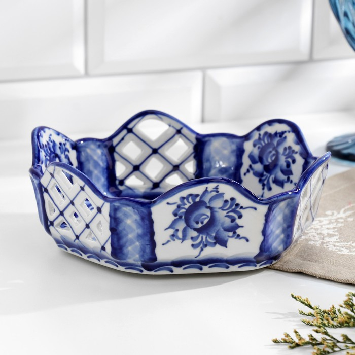 Сухарница &laquo;Уют&raquo;, 20&times;20&times;10 см, гжель