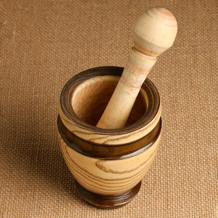 Набор: ступка с пестиком, ясень , 13 см, МИКС