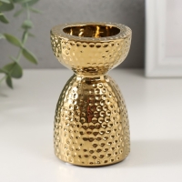 Подсвечник керамика на 1 свечу "Иллюзия" d=4 см золото 6,5х6,5х10 см Подсвечник керамика на 1 свечу "Иллюзия" d=4 см золото 6,5х6,5х10 см