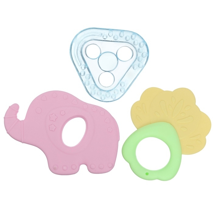 Набор прорезывателей силиконовых «Грызунки», с погремушкой, 3 шт., Крошка Я Набор прорезывателей силиконовых «Грызунки», с погремушкой, 3 шт., Крошка Я