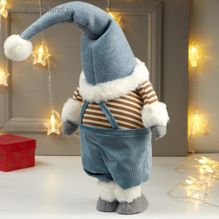 Кукла интерьерная "Дедушка в голубом колпаке и полосатой кофте" 66х15х25 см