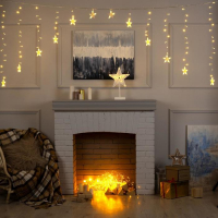 Гирлянда &laquo;Бахрома-арка&raquo; 2.5 &times; 1.2 м с насадками &laquo;Звёзды&raquo;, IP20, прозрачная нить, 136 LED, свечение тёплое белое, 8 режимов, 220 В