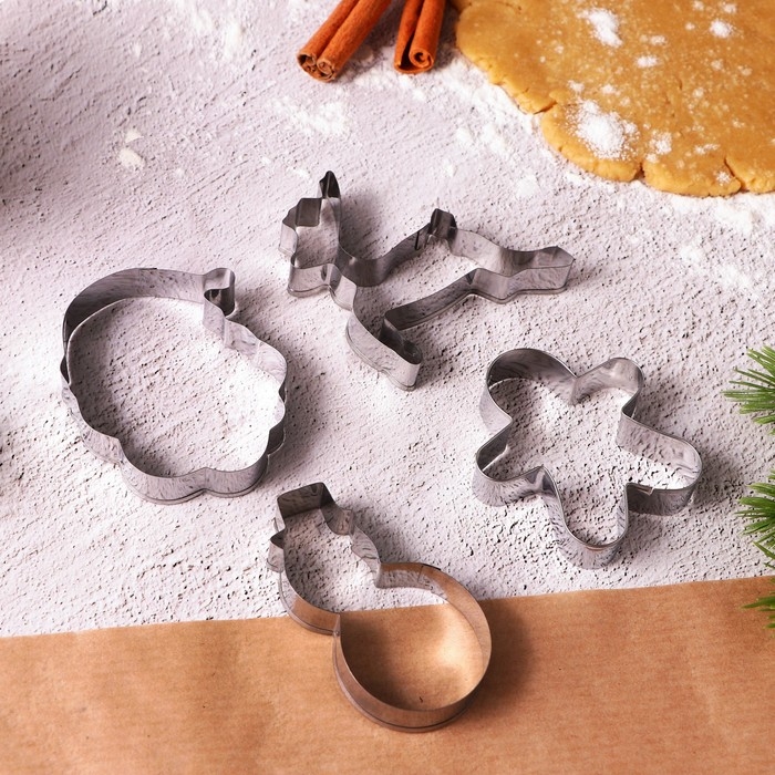 Новый год. Набор форм для печенья &laquo;Зимняя сказка&raquo;, металл, 4 шт