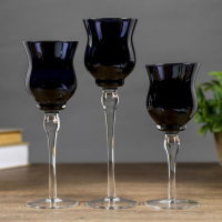 Подсвечник стекло набор 3 шт "Вуаль" высота 26см, 23 см, 20 см чёрный Подсвечник стекло набор 3 шт "Вуаль" высота 26см, 23 см, 20 см чёрный