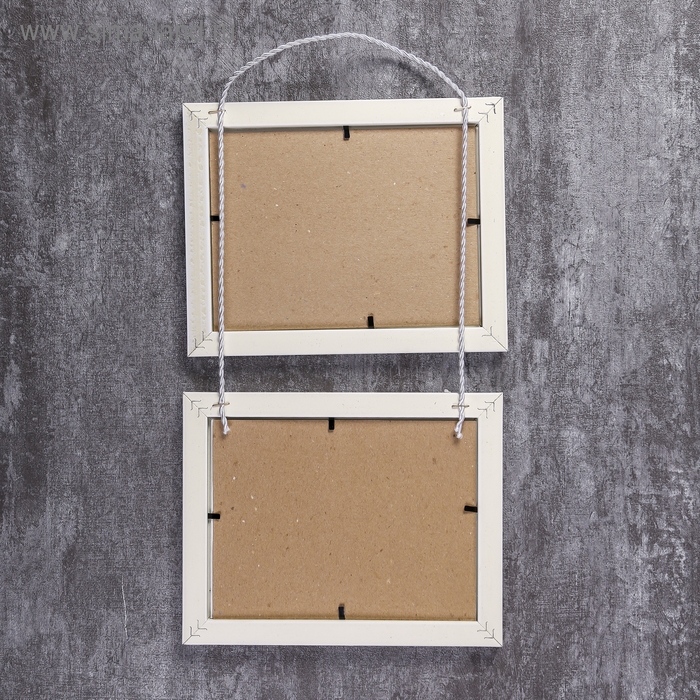 Фоторамка на 2 фото 15х20 см подвесная 727 белая (пластиковый экран) Фоторамка на 2 фото 15х20 см подвесная 727 белая (пластиковый экран)