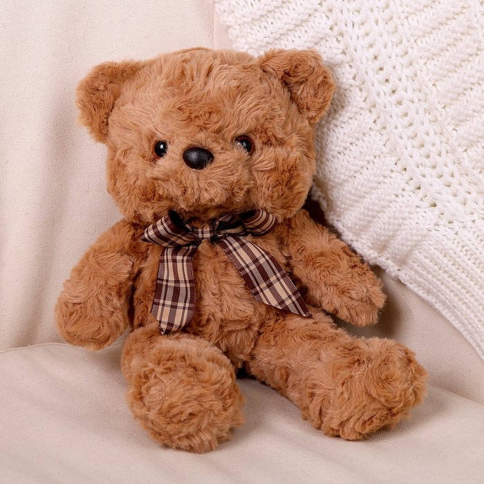 Мягкая игрушка &laquo;Медвежонок&raquo; с клетчатым бантиком, 30 см, цвет коричневый