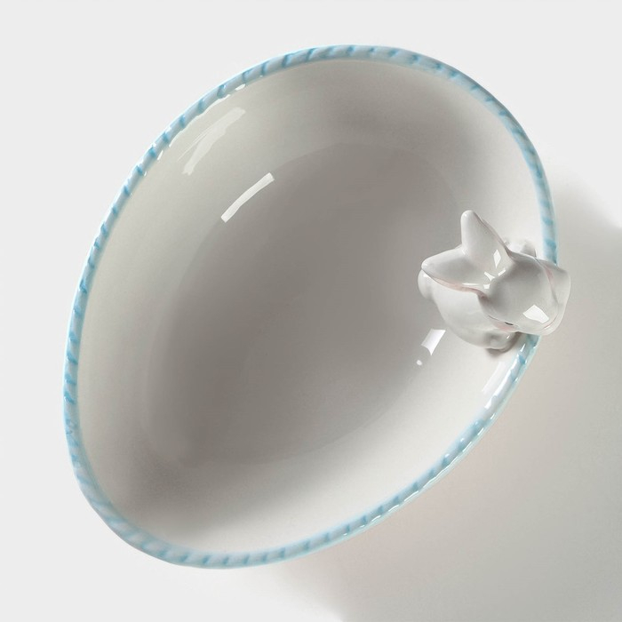 Салатник Доляна «Зайка», 350 мл, 18×14×11 см, голубой ободок Салатник Доляна «Зайка», 350 мл, 18×14×11 см, голубой ободок