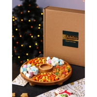 Подарочный набор деревянной посуды Adelica &laquo;Фортуна&raquo;, менажница на ножках с соусницей, d=30 см, 70 мл, берёза